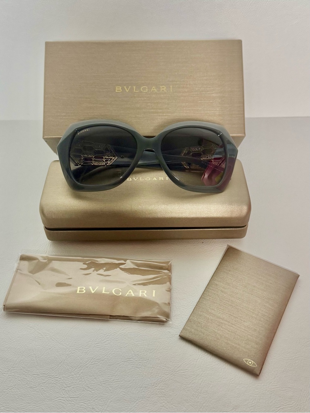 Bvlgari Swarovski Crystals Gray Sunglasses
